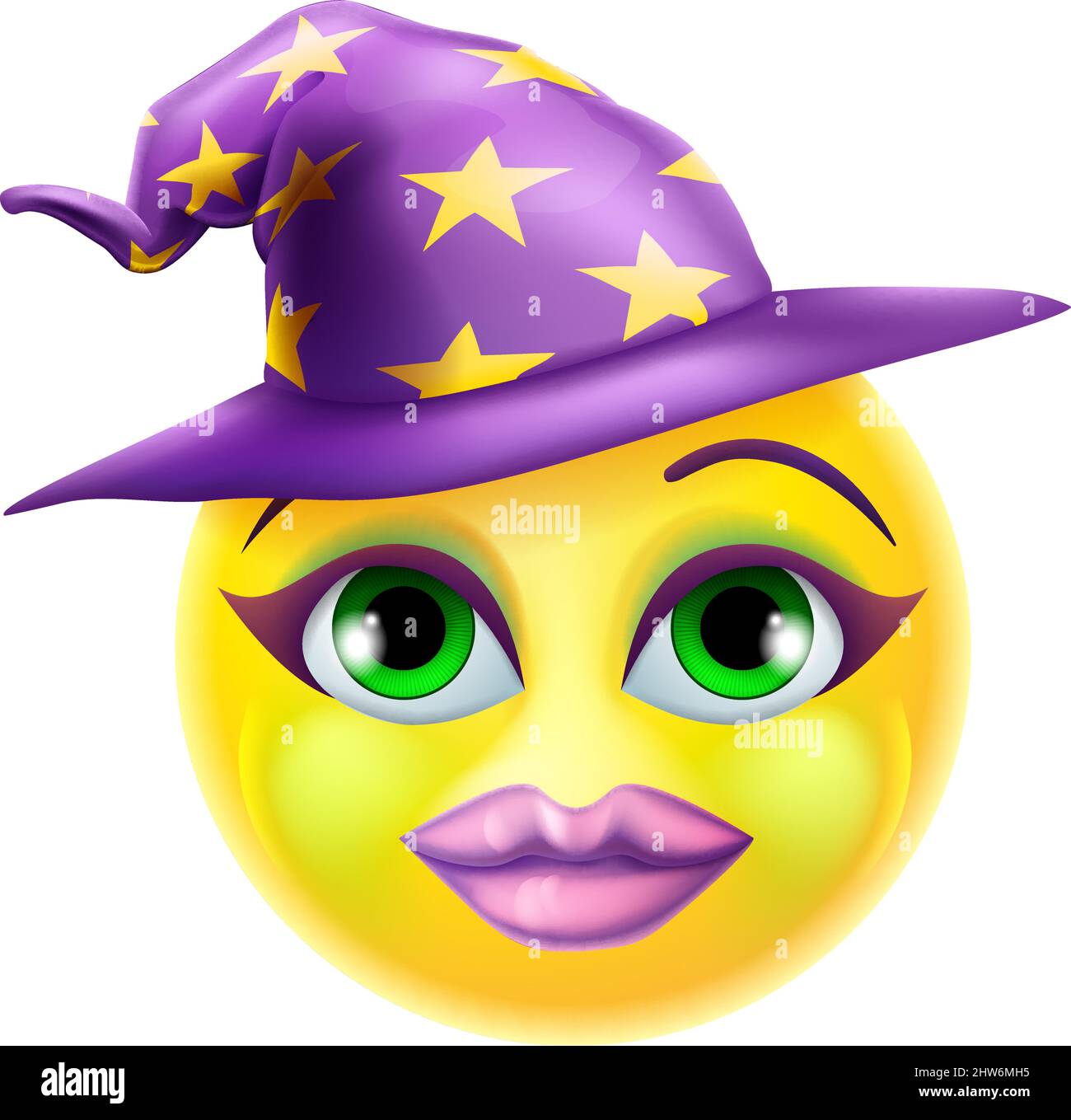 Cute Emoticon Wearing Witch Hat Smiley