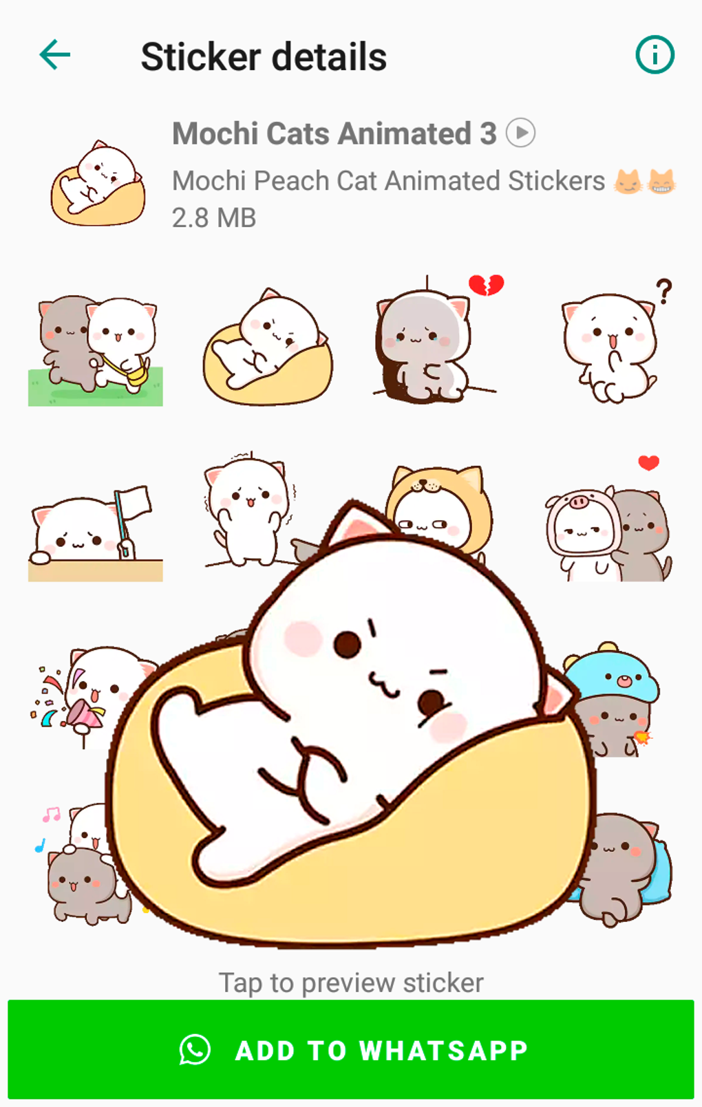 Mochi Peach Cat Animated Stickers for