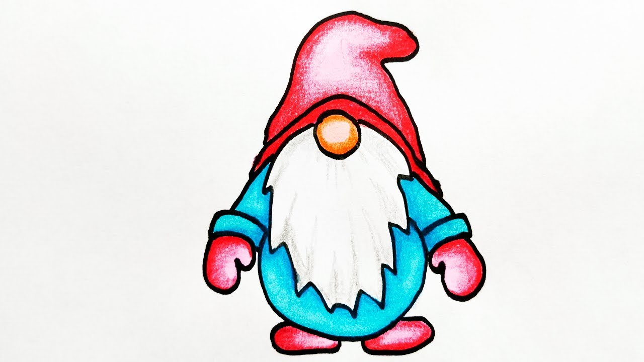 How to draw a gnome with a lantern