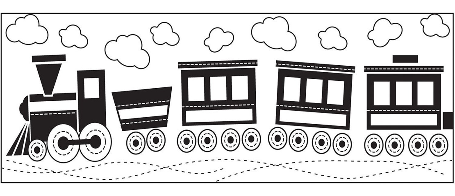 Набор вырубка и трафарет Паровозик 11