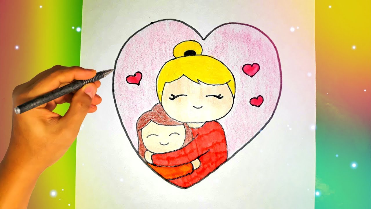 How to draw a mother with gouache step by step for beginners