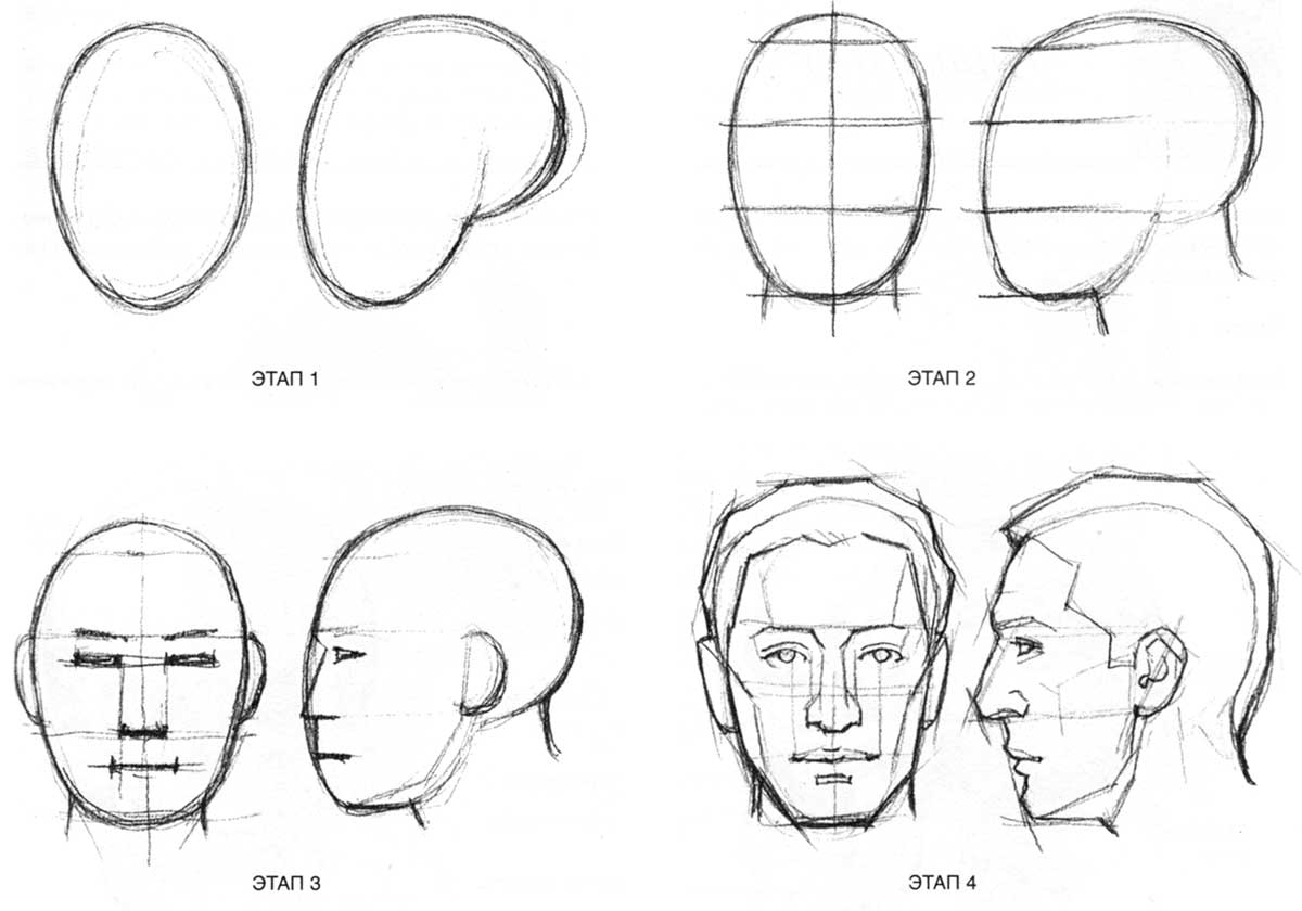 Как нарисовать лицо человека. Поэтапный