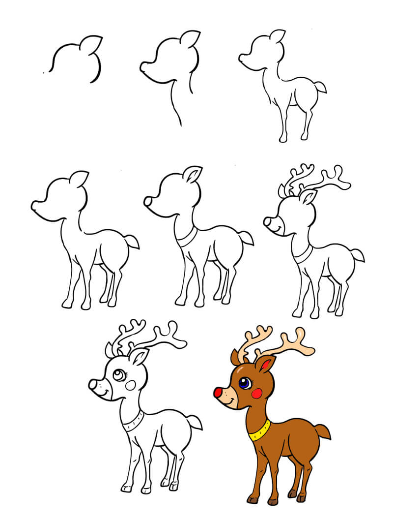 Draw Deer, Step by Step, Drawing Guide