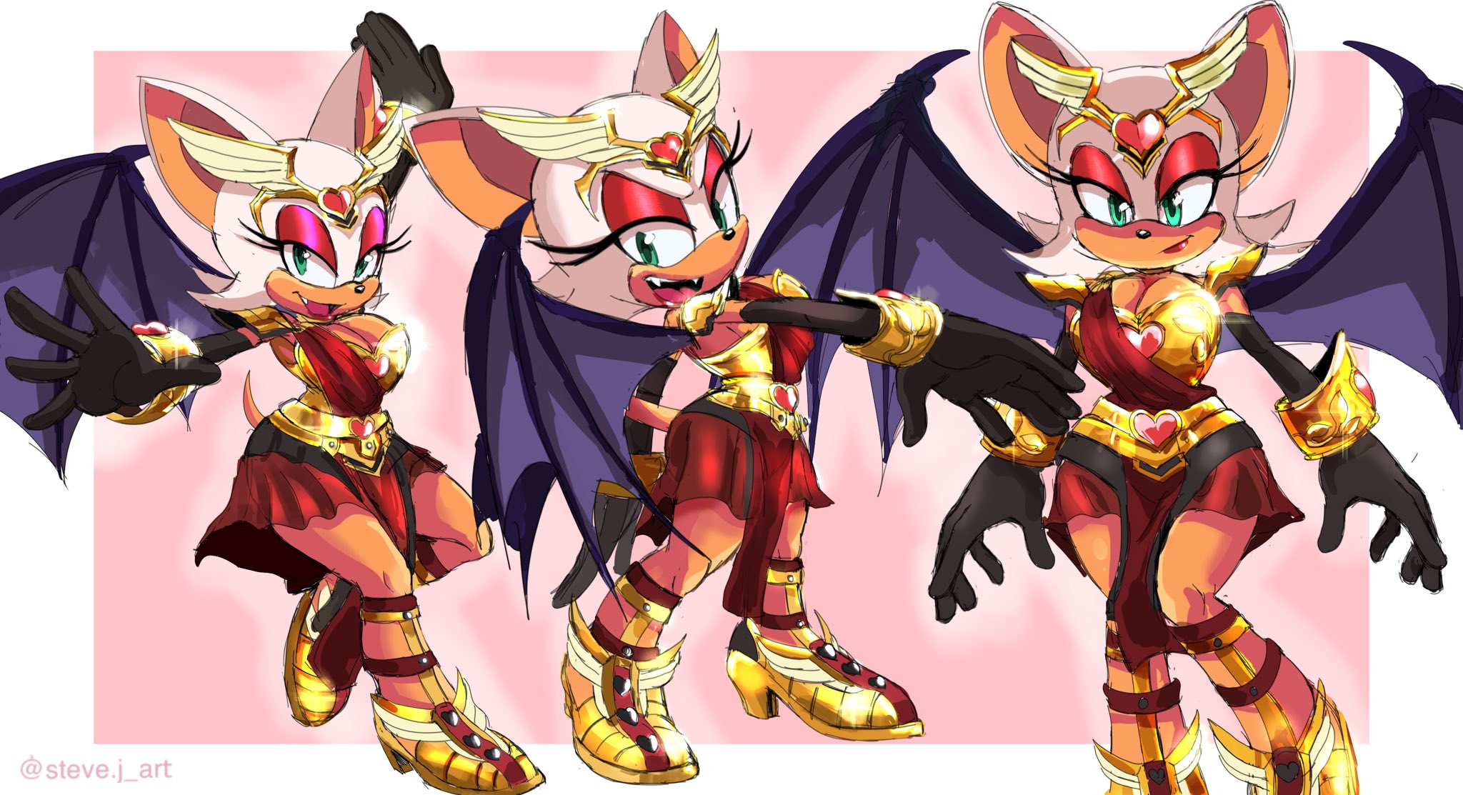 Fan art of female sonic and rouge