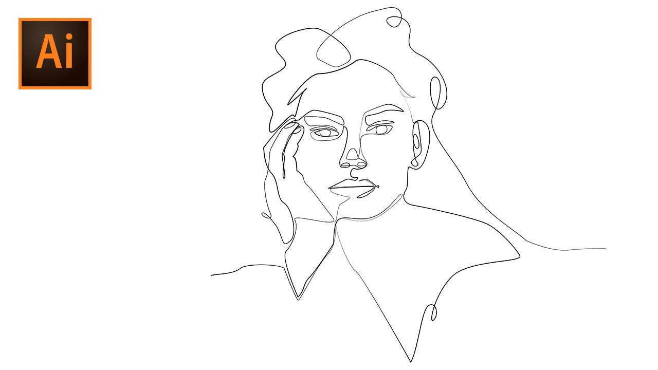 line art portrait in adobe illustrator