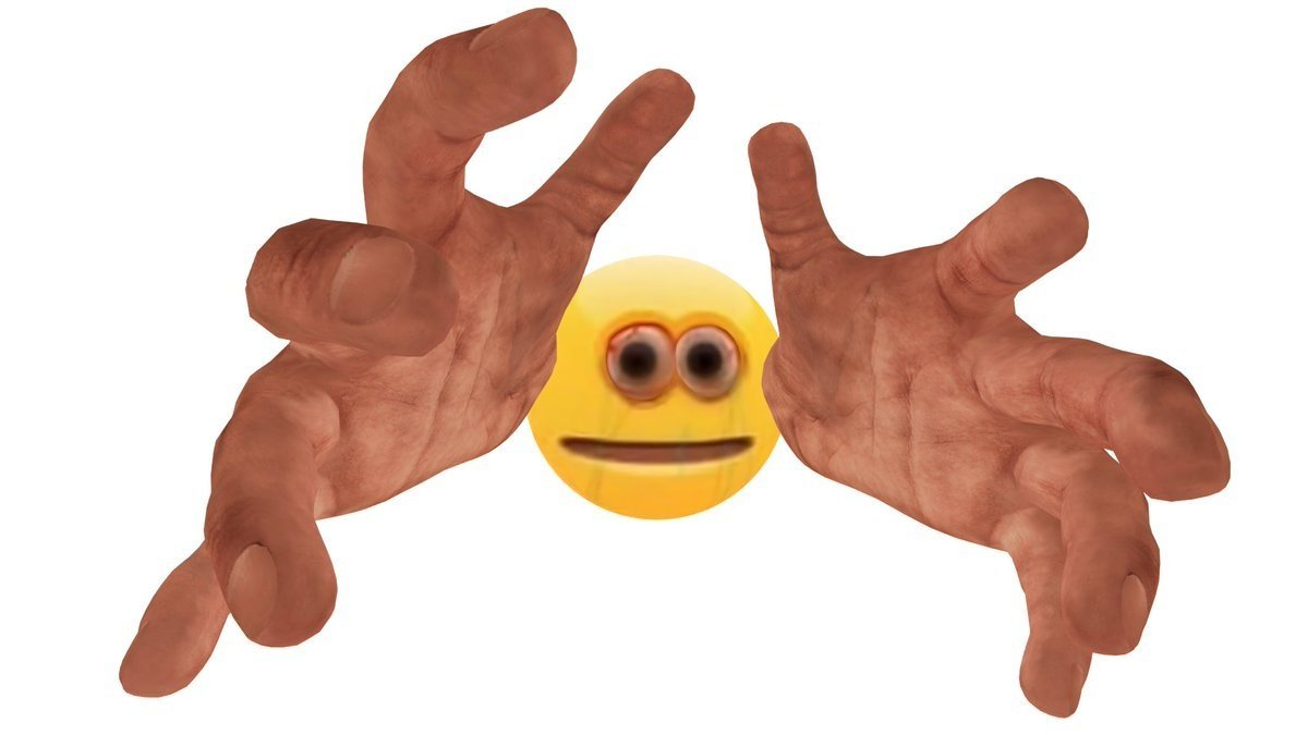 Создать мем cursed emoji meme с рукой