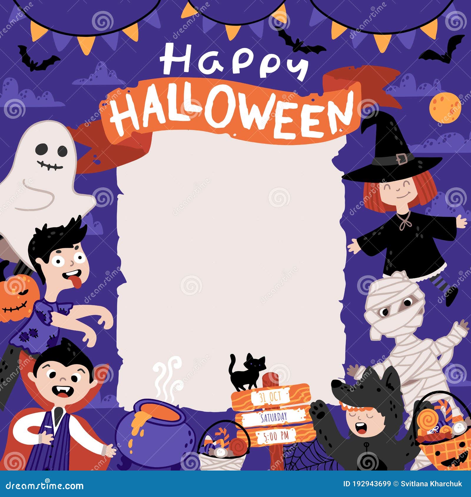 Happy Halloween Banner Boo Background Template: стоковая