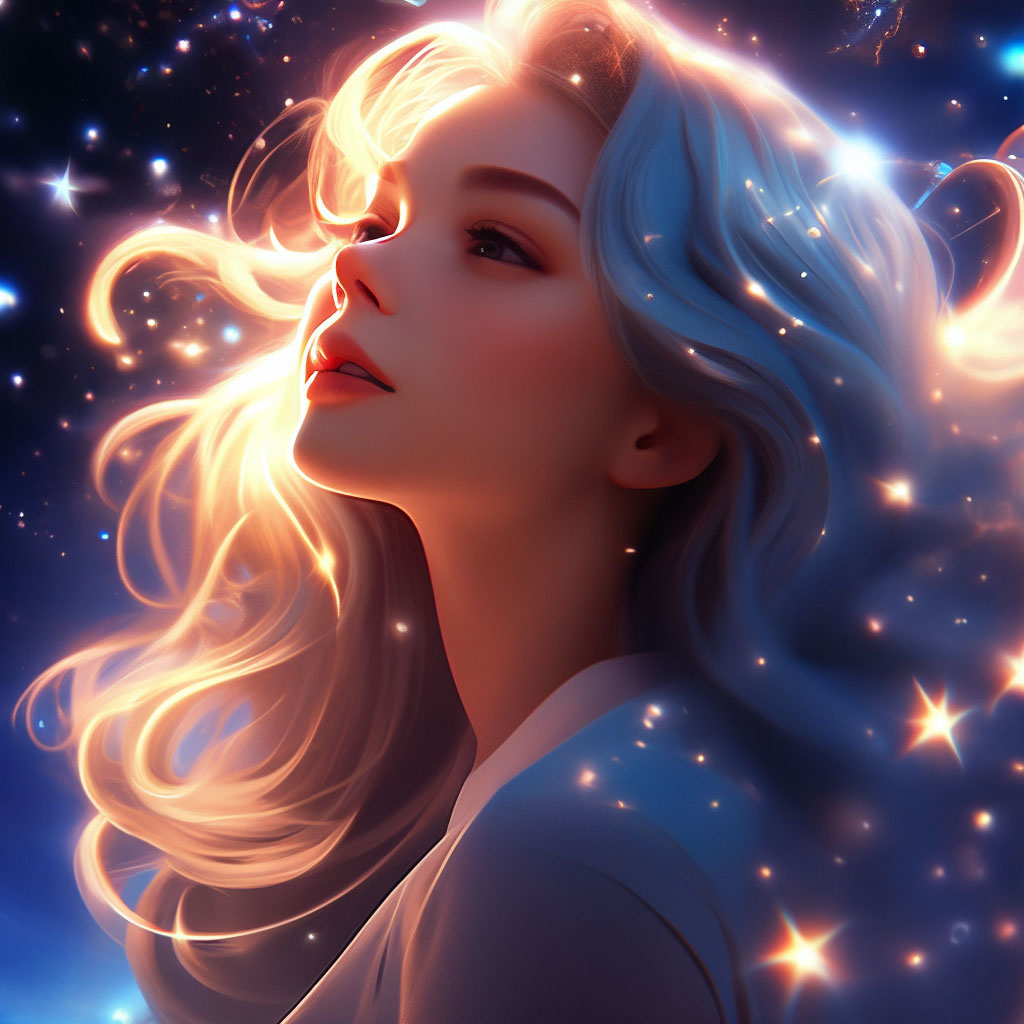 Fractal in space, girl eyes, 4k