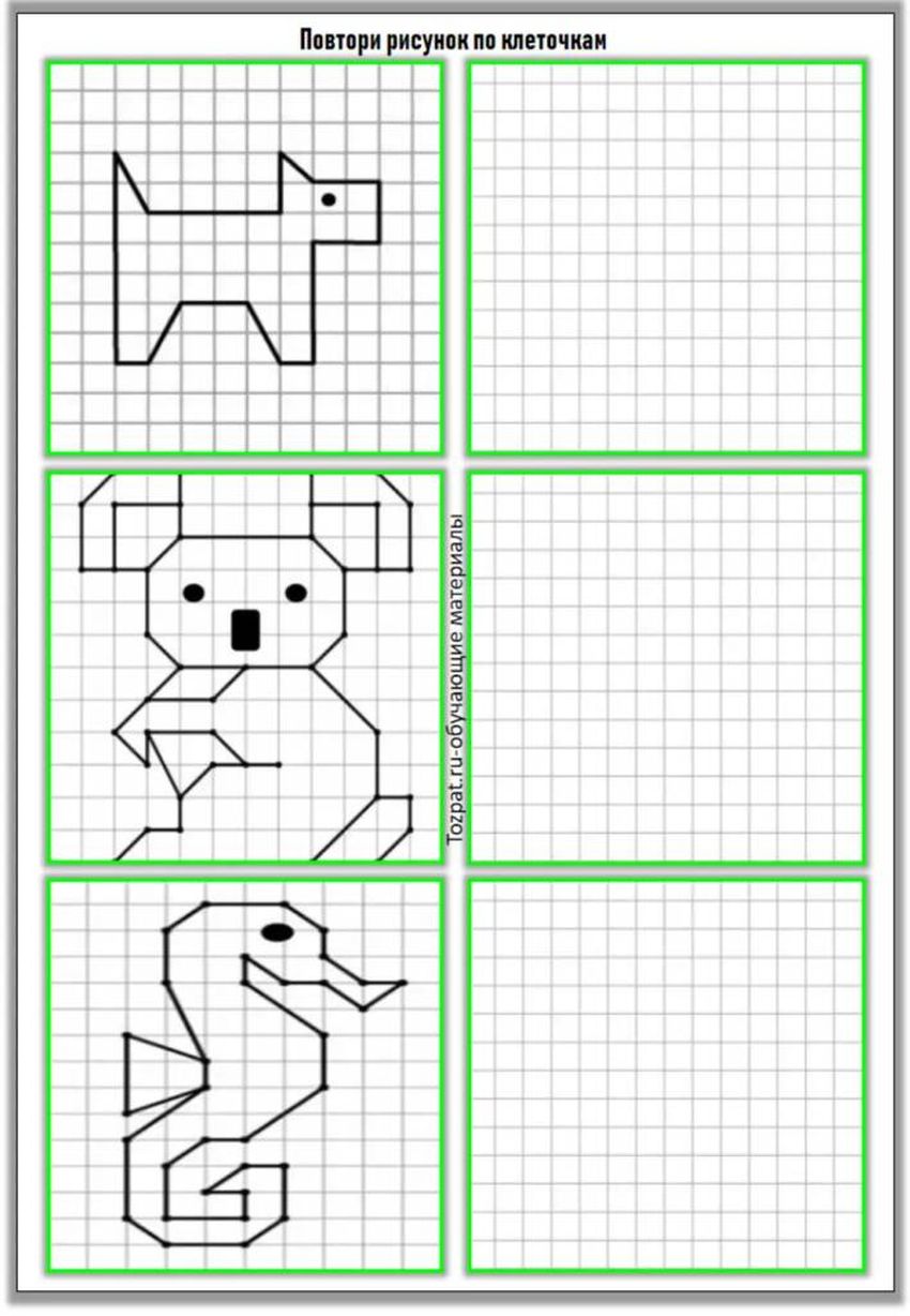 Перенести рисунок по клеточкам для дошкольников 