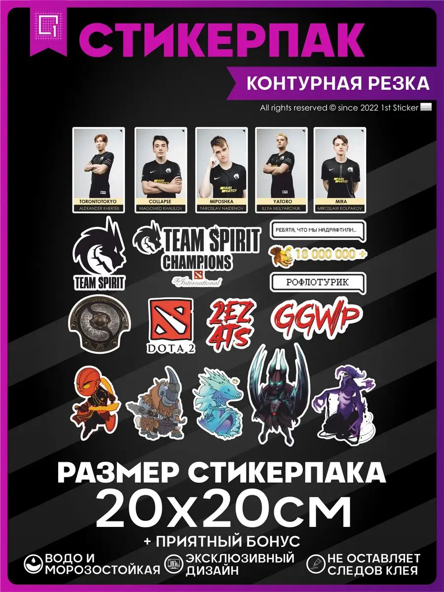 Стикерпак Team Spirit Dota 2 20х20см