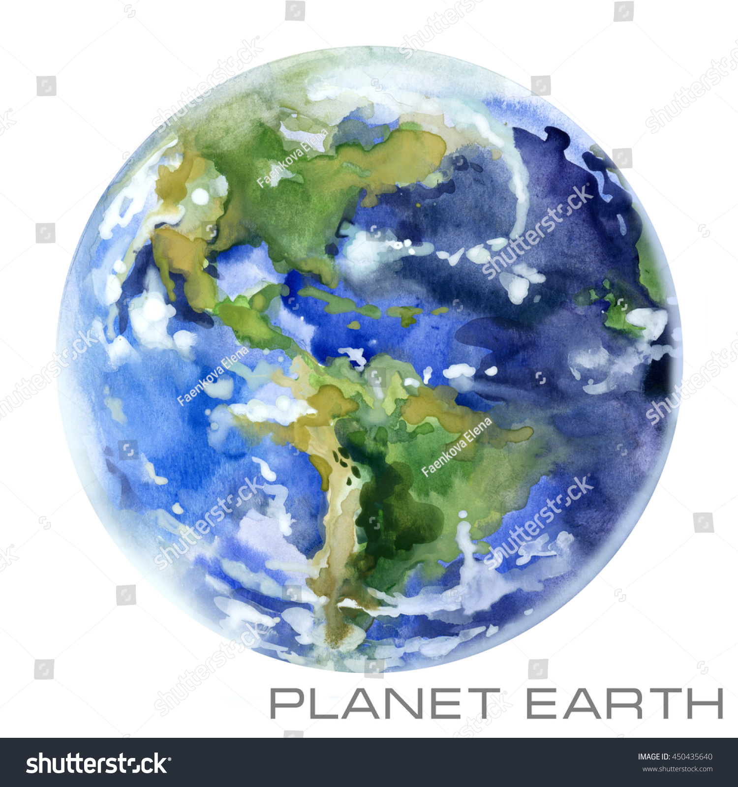 Planet Earth Watercolor Illustration: стоковая иллюстрация