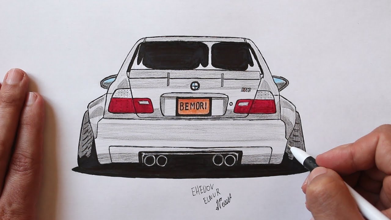 How to draw a BMW i8 car