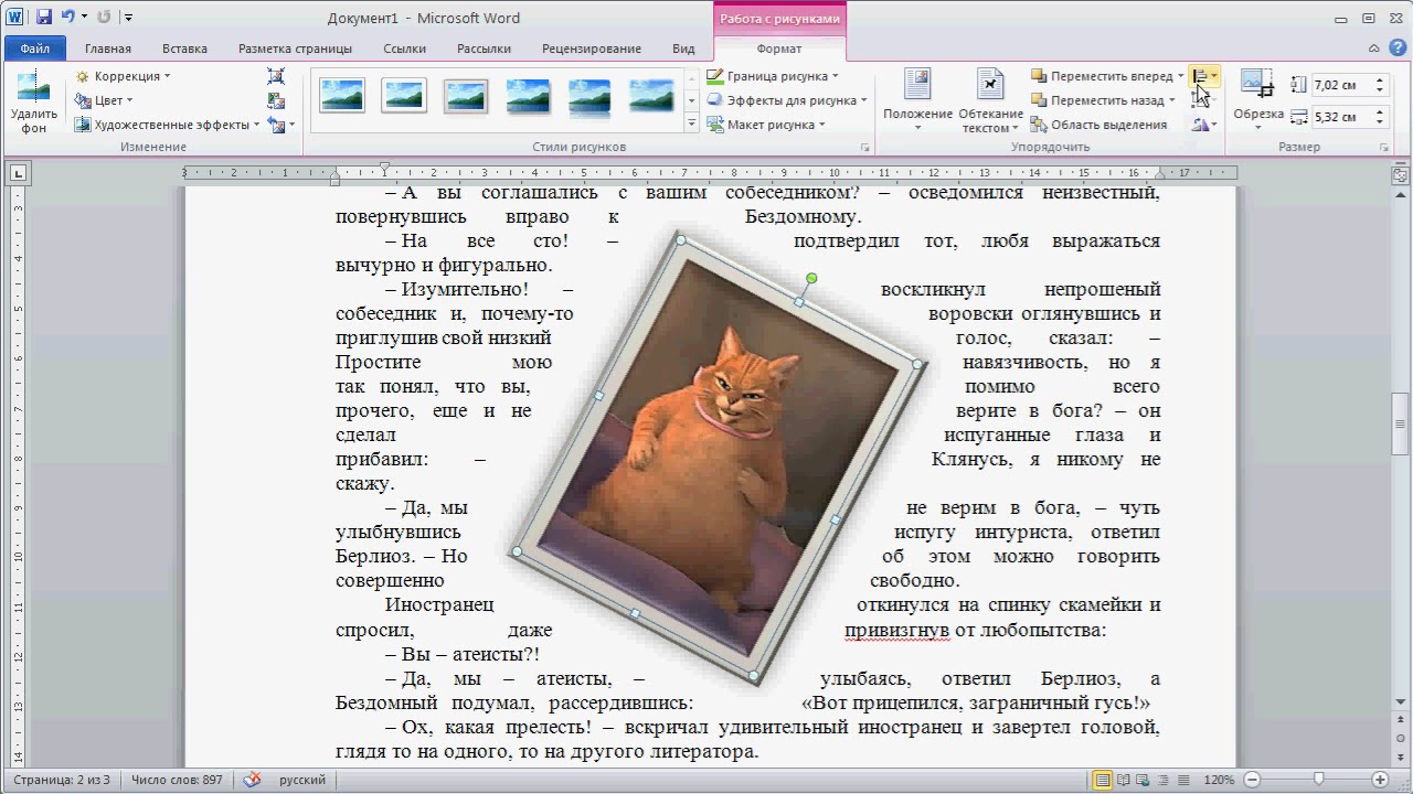 Вставить в word картинку в поле