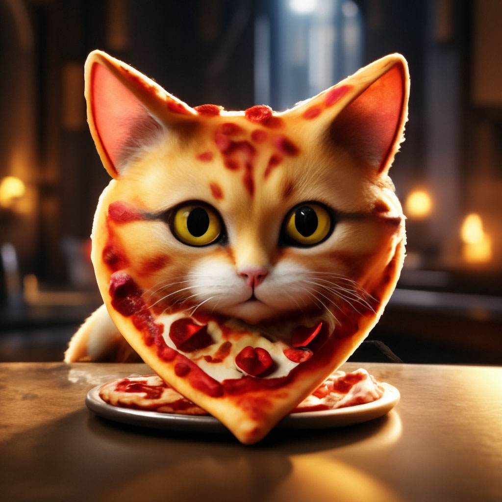 Cute Kitten Eating Pizza | Stable Diffusion Online