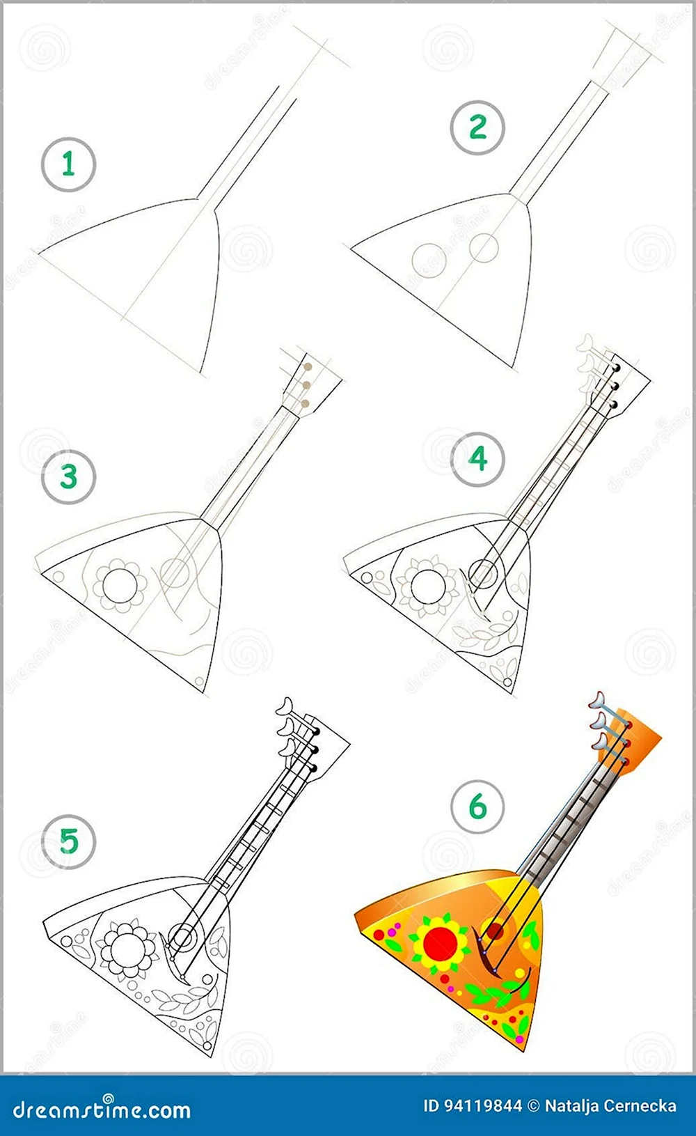 Как нарисовать балалайку 