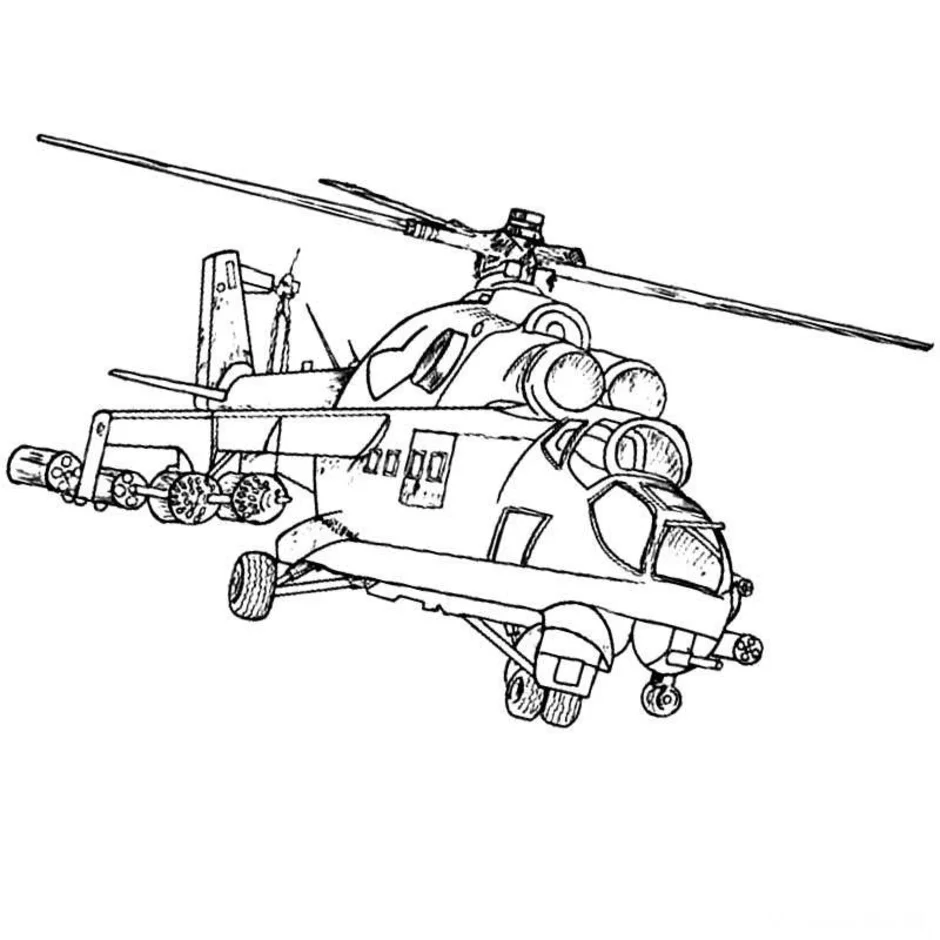 How to draw a military helicopter