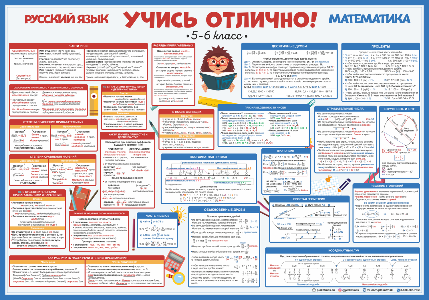 Плакат Русский язык и Математика:5